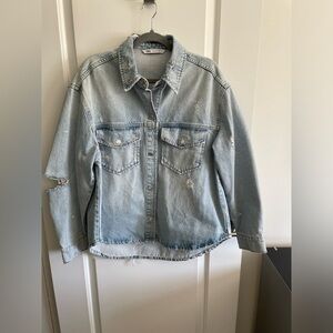 Size large Zara distressed denim overshirt